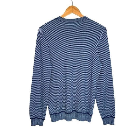 J. Mclaughlin Womens Cashmere Stripe Crew Neck Sweater Sz Small Blue - Picture 2 of 4